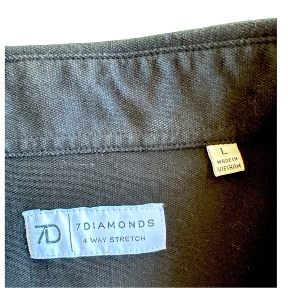 7 Diamonds 4 Way Stretch Black Dress Shirt Size Large - Picture 6 of 6